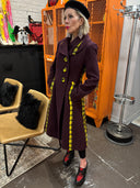 Embellished Betsey Johnson bright yellow tartan highlights custom matching buttons