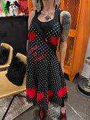 Polka Dot Swing Dress - Stylish Alter Dress with Red Cord Hearts Patches