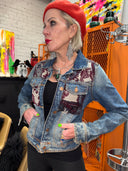 Denim Jacket Plum Paisley Details - Rock Ready Statement Piece