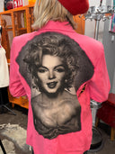 Double Breasted Pink Marily Linen Leopard Accent