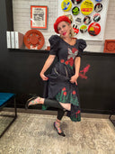 Alice in Goth Land: Black Goth Red Rose, Butterfly & Skull Swing Dress