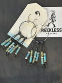 Earrings-Large silver rings with leather / tube bead fringe
