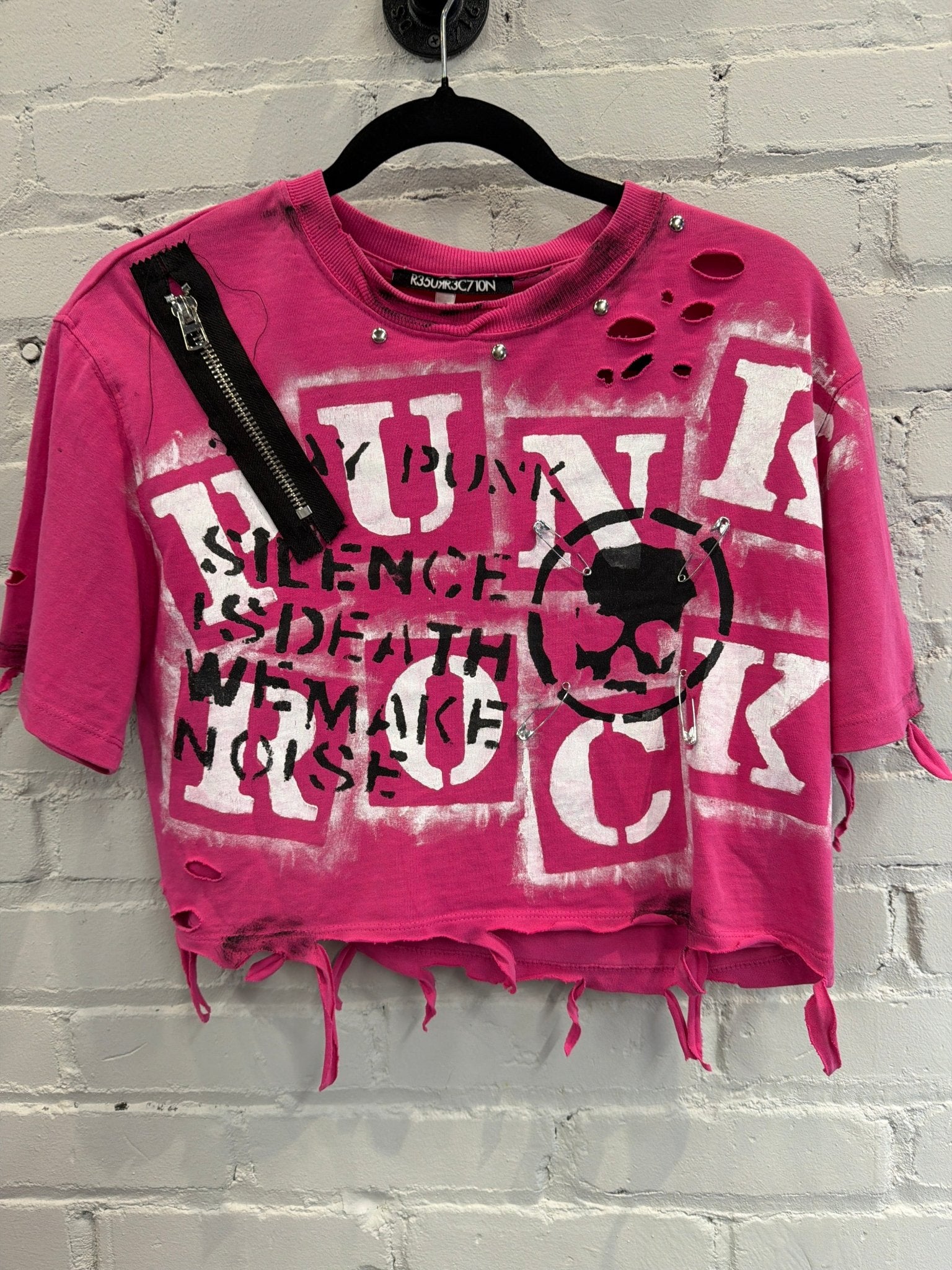 PING - ラッセル punk Punk Rock Cropped Pink Slashed Top – Reckless Swagger