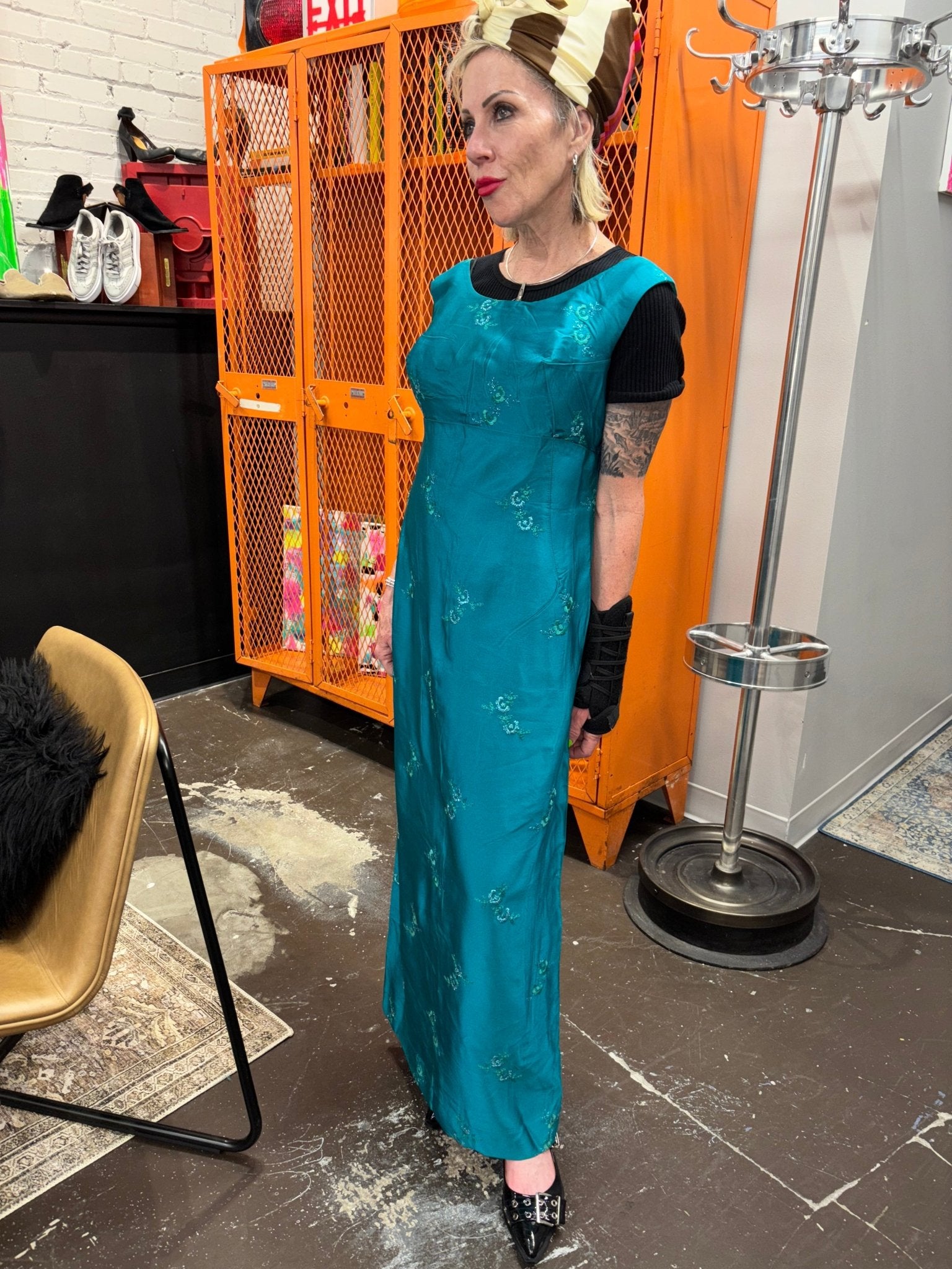 teal retro dress BABEYOND Retro Polka Dot Swing Dress, 1950s Dress, Deep Teal / White, M