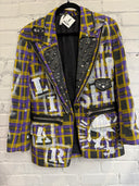 Purple Gold Tartan Punk Blazer