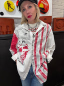 1977 Hand - Painted Skull Overshirt – Vintage Punk Jacket | Reworked - Reckless Swagger