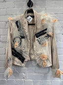 Pinstripe Blazer with Punk flowers