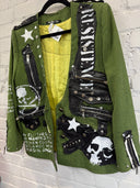 Green Checkered Zip Punk blazer