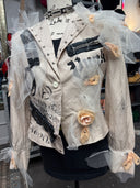 Pinstripe Blazer with Punk flowers