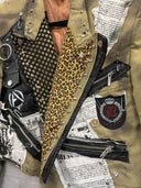 Khaki Black Pinned & Punked Cropped Blazer