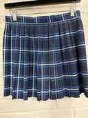 CLAREMONT BLUE TARTAN - HALFMOON SKIRT – MONO PLEATED MINI