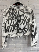 White Punk Shirt w/Tartan Collar & Embellishments