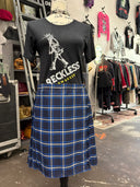 CLAREMONT BLUE TARTAN - HALFMOON SKIRT – MONO PLEATED MINI