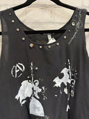 Black Painted Silk Punk Top