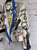 Punk Painted Blue Trim Chaos Crop Blazer