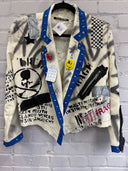 Punk Painted Blue Trim Chaos Crop Blazer