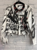 White Punk Shirt w/Tartan Collar & Embellishments