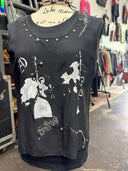 Black Painted Silk Punk Top
