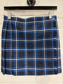 CLAREMONT BLUE TARTAN - HALFMOON SKIRT – MONO PLEATED MINI