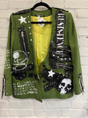 Green Checkered Zip Punk blazer