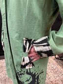 Green Skull Ikat Punk Jacket - B&W Sleeves & Contrast Bows