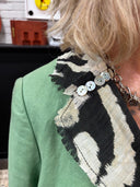 Green Skull Ikat Punk Jacket - B&W Sleeves & Contrast Bows