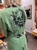 Green Skull Ikat Punk Jacket - B&W Sleeves & Contrast Bows