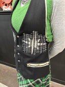 Black Wool Punk Vest - Custom Stitch with Tie Back & Pockets