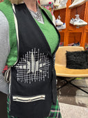 Black Wool Punk Vest - Custom Stitch with Tie Back & Pockets