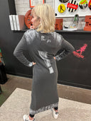 Painted Grey Maxi Punk Dress - Exclamation Mark Statement Piece