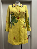 Butter Yellow Linen Coat with Octopus