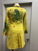 Butter Yellow Linen Coat with Octopus