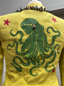 Butter Yellow Linen Coat with Octopus