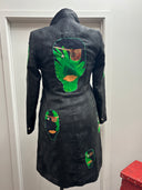 Black Taffetta Duster with Green Skull eye patch