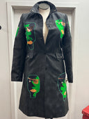 Black Taffetta Duster with Green Skull eye patch