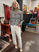 Stripe pirate white jeans