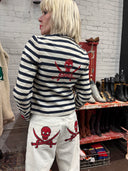 Stripe pirate white jeans