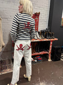 Stripe pirate white jeans