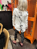Classic Double Breasted , Graffiti B&W safety pin, embellished Jacket - Classic very light summer weight