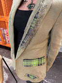 Unique customized punk safety pins and plaid - classic meets edgy blazer