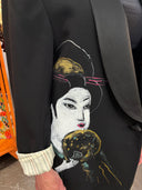 Oversized Boyfriend Tuxedo Jacket with two unique Japanese Geishas front and back