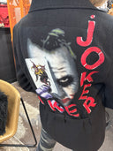 Fashion meets cinema , one of kind Joker inspired Linen crepe black belted jacket, feminine style juxtapose Joker icon