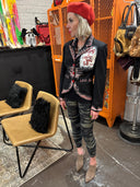 Rebel Fashion Deconstructed David Bowie Rebel Rebel embellished Jacket , Hot tramp stenciled, incredible stitching details, Rebel Rebel painted art on back