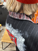 Rebel Fashion Deconstructed David Bowie Rebel Rebel embellished Jacket , Hot tramp stenciled, incredible stitching details, Rebel Rebel painted art on back
