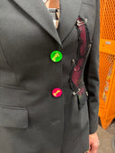 Black Blazer Neon Punk details Safety Pins XS