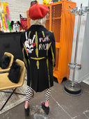 Pea Coat Painted Yellow White seams wrists details with centipede Punk Rock skull