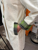 Vintage 60's era wide collar Matelasse coat with Green tartan highlights and custom buttons