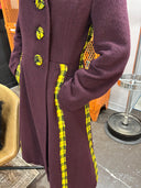 Embellished Betsey Johnson bright yellow tartan highlights custom matching buttons
