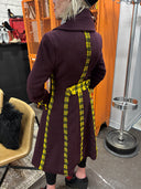 Embellished Betsey Johnson bright yellow tartan highlights custom matching buttons