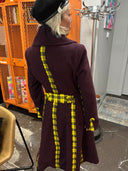 Embellished Betsey Johnson bright yellow tartan highlights custom matching buttons